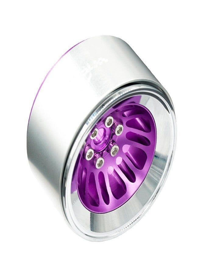 TCRC 4PCS Aluminum 2.2 Inch High Mass Beadlock Wheels Hubs for 1/10 Axial Wraith RR10 YETI SCX10 D90 TRAXXAS TRX4 CC01 RC Crawler Car,Chrome+Purple - Image 2